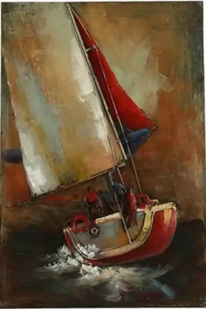 Hi-point Boot schilderij 60 x 90 cm staal bruin oranje Direct Verzonden