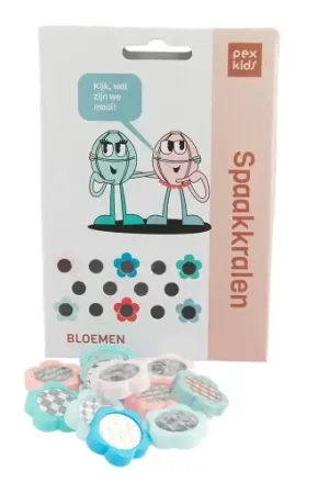 Bicycle sprak kralen Pexkid‘s Flowers gesorteerd 4-kleurig (12 stuks op kaart) Hoge Kwaliteit